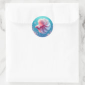 Sticker Rond Beau poisson rose Betta (Sac)