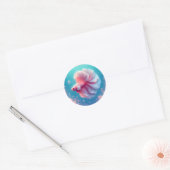 Sticker Rond Beau poisson rose Betta (Enveloppe)