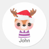 Sticker Rond Beau Reindeer Noël Animal d'hiver (Devant)