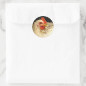 Sticker Rond Beau Rooster Blanc Avec Speckles Noirs (Sac)