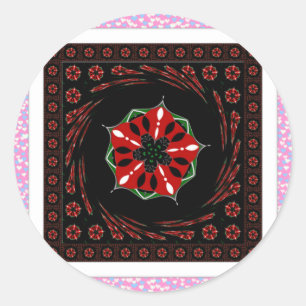 Sticker Rond Beau rose Bleu Blanc Coeurs d'amour Design