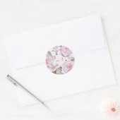 Sticker Rond Beau Roses violets avec Mariage Monograms (Enveloppe)