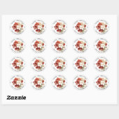 Sticker Rond Beau Rouge & Blanc Amaryllis Joyeux Noël (Feuille)