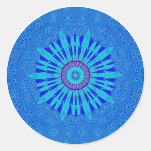 Sticker Rond Beau Royal Blue Mandala Art Imprimer (Devant)
