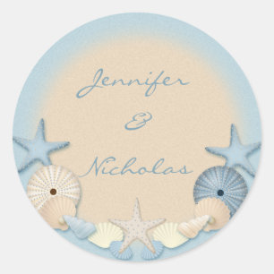 Sticker Rond Beau Thème Tropical Beach Shells