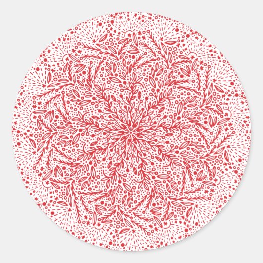 Sticker Rond Beau Timbre de Noël des étoiles rouges (Devant)