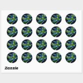 Sticker Rond Beau Turquoise Abstrait Lime Green Flower Art (Feuille)