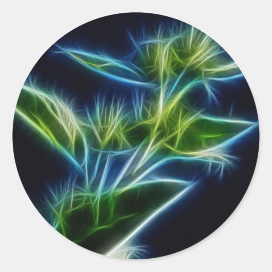 Sticker Rond Beau Turquoise Abstrait Lime Green Flower Art (Devant)