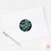 Sticker Rond Beau Turquoise Abstrait Lime Green Flower Art (Enveloppe)