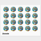 Sticker Rond Beau vase de fleurs (Feuille)