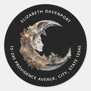 Sticker Rond Beau visage dans l'adresse de la lune