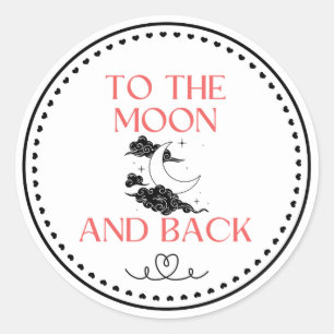 Sticker Rond Beau Whimsical À La Lune Et À L'Arrière
