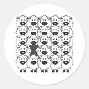Sticker Rond Beauceron dans le mouton