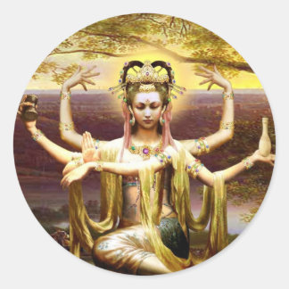 Sticker Rond Beaucoup armés Kwan Yin