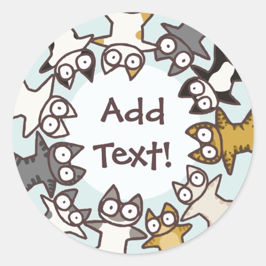 Sticker Rond Beaucoup de chats (Devant)