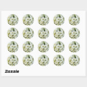 STICKER ROND BEAUCOUP DE ROSES BLANCHES (Feuille)