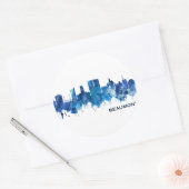 Sticker Rond Beaumont Texas Skyline Blue (Enveloppe)