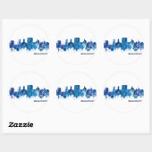 Sticker Rond Beaumont Texas Skyline Blue (Feuille)