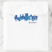 Sticker Rond Beaumont Texas Skyline Blue (Sac)