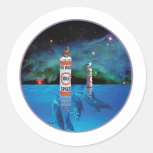 Sticker Rond Beauté de bain assis sur aucun marqueur de zone de