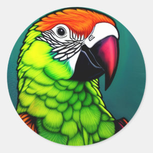 Sticker Rond Beauté de la forêt tropicale : Parrot sauvage exot