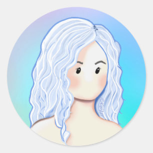 Sticker Rond Beauté des cheveux en argent