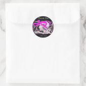 STICKER ROND BEAUTÉ ÉLÉGANTE / FEMME AVEC BOW ROSE ET FLEURS (Sac)