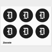 Sticker Rond Beauté en Simplicité, Monogramme noir et blanc (Feuille)