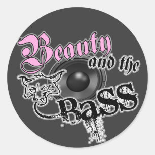 Sticker Rond Beauté et Bass girls EDM Bass music logo