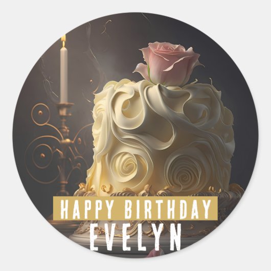 Sticker Rond Beauté et gâteau d'anniversaire de la bête - (Devant)