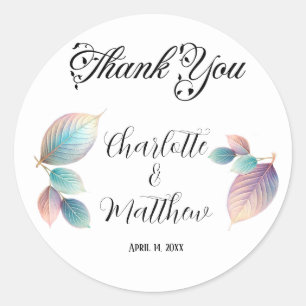 Sticker Rond Beauté Ethérée Soft Tone Whimsical Feuilles Pastel