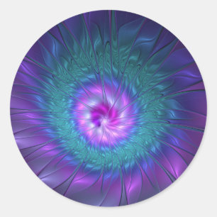 Sticker Rond Beauté florale abstraite Art fractal coloré Fleur