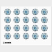 Sticker Rond Beauté florale Abstraite moderne Blue Pastel Flowe (Feuille)