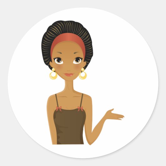 Sticker Rond Beauté noire (Devant)