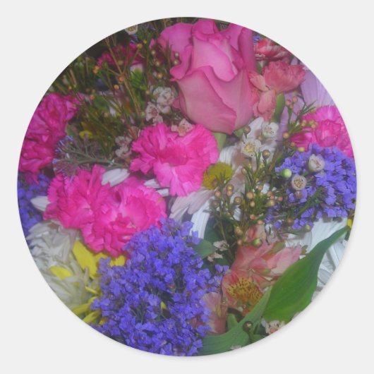 Sticker Rond beauté rose et violet (Devant)