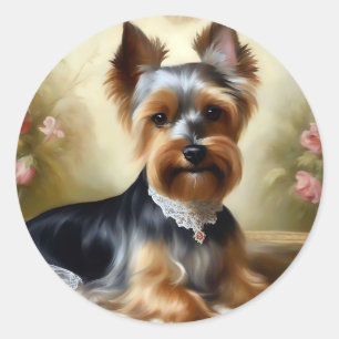 Sticker Rond Beauté Yorkshire Terrier Cute
