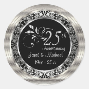 Sticker Rond Beautiful 25th Silver Wedding Anniversary