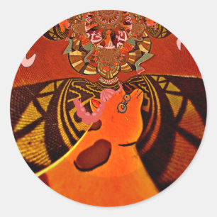 Sticker Rond Beautiful Amazing Giraffe love safari