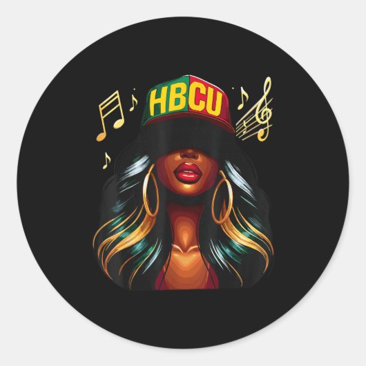 Sticker Rond Beautiful Black Girl Hbcu  (Devant)