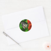 Sticker Rond Beautiful Butterfly on Red Flowers (Enveloppe)