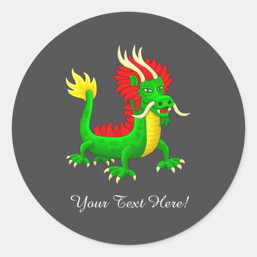 Sticker Rond Beautiful Hand Drawn Chinese Dragon  (Devant)