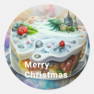 Sticker Rond Beautiful Holiday Cake Christmas Food