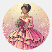 Sticker Rond Beautiful Mis Quince Años Celebration Design (Devant)