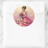 Sticker Rond Beautiful Mis Quince Años Celebration Design (Sac)