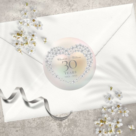 Sticker Rond Beautiful Pearl 30th Anniversary