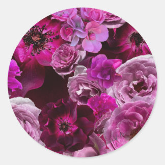 Sticker Rond Beautiful Purple Rose Collage