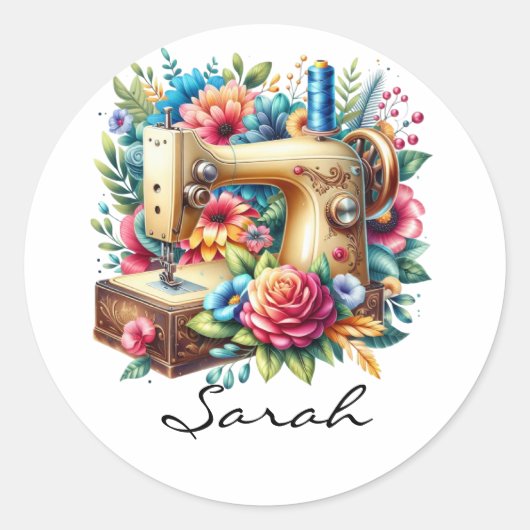 Sticker Rond Beautiful Sewing Machine  (Devant)