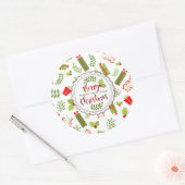 Sticker Rond Beaux cadeaux de Noël Script (Enveloppe)