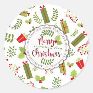 Sticker Rond Beaux cadeaux de Noël Script
