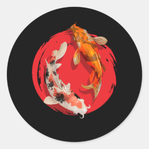 Sticker Rond Beaux poissons japonais Koi